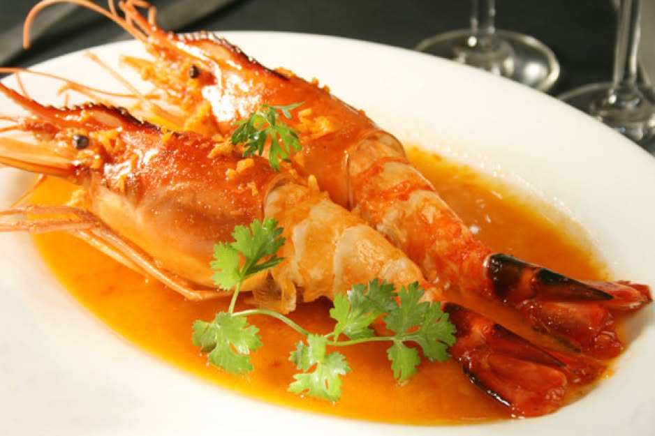 Gambas mijotées à l'eau de coco